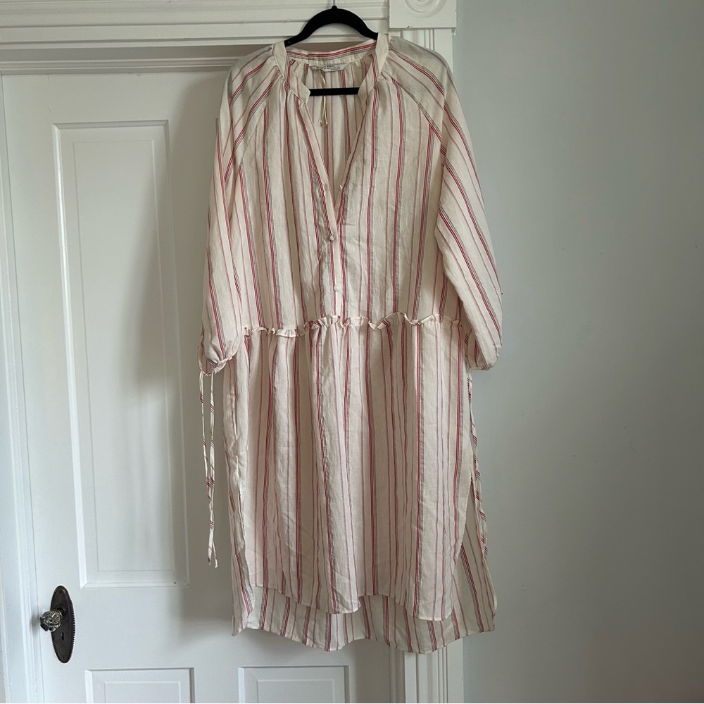 NWOT Zara Women’s Collection Red + White Striped Midi Dress